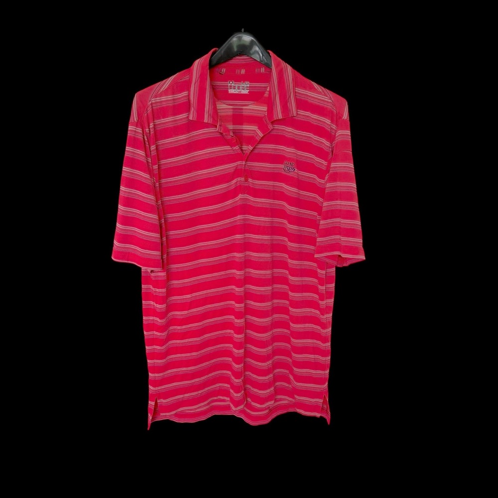 Under Armour HeatGear Loose Striped Polo Shirt Red Grand Cypress Large